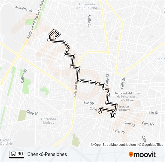 Mapa de 90 de autobús