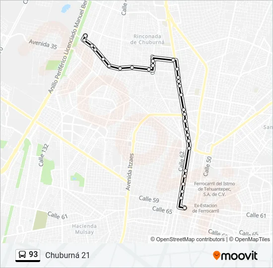 93 Bus Line Map