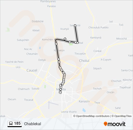 Mapa de 185 de autobús