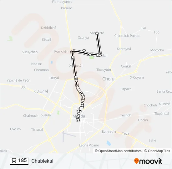 Mapa de 185 de autobús