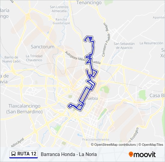 Mapa de RUTA 12 de autobús