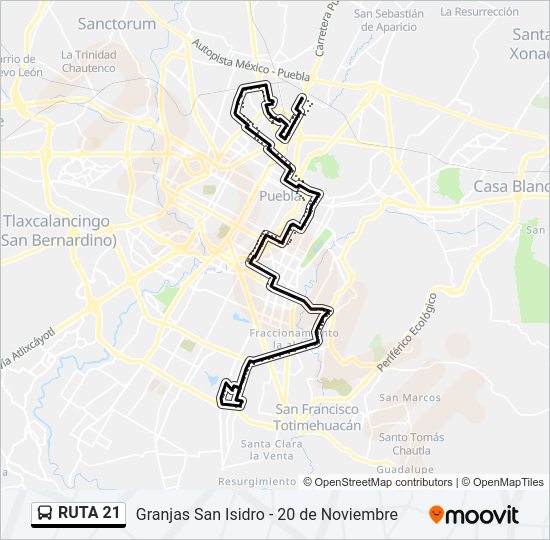 Mapa de RUTA 21 de autobús