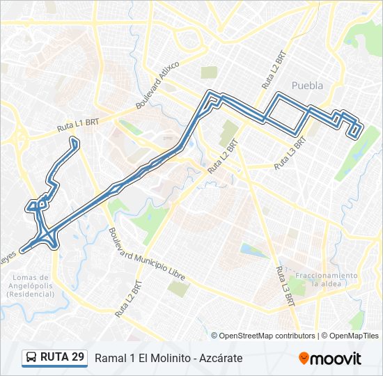 Mapa de RUTA 29 de autobús