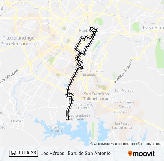 Mapa de RUTA 33 de autobús