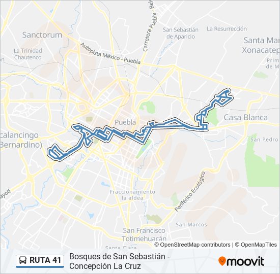 Mapa de RUTA 41 de autobús