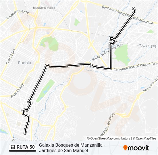 Mapa de RUTA 50 de autobús