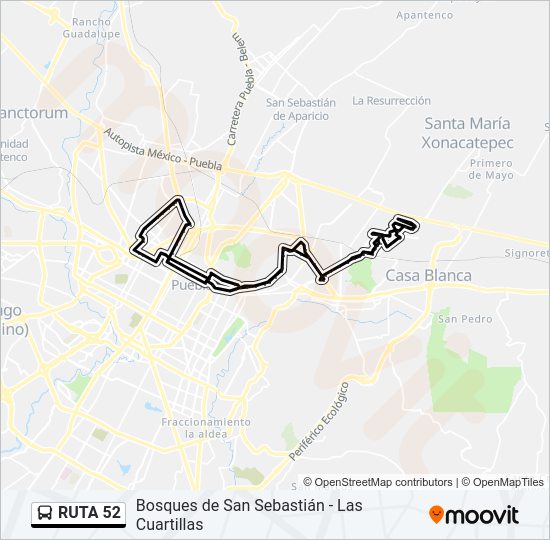 Mapa de RUTA 52 de autobús