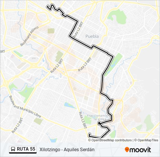 Mapa de RUTA 55 de autobús