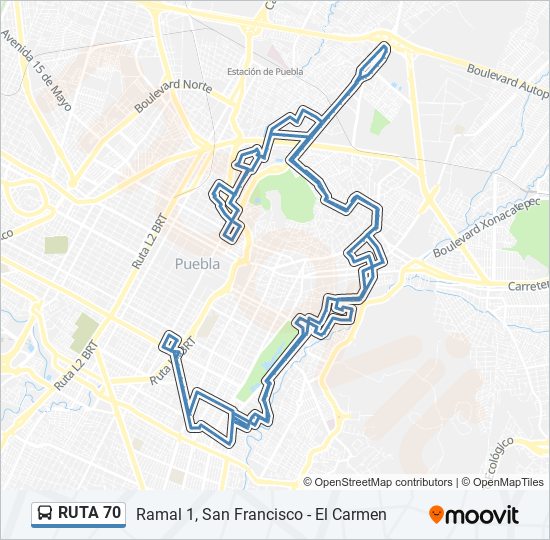 Mapa de RUTA 70 de autobús