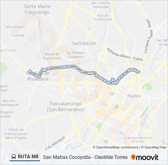 Mapa de RUTA M8 de autobús