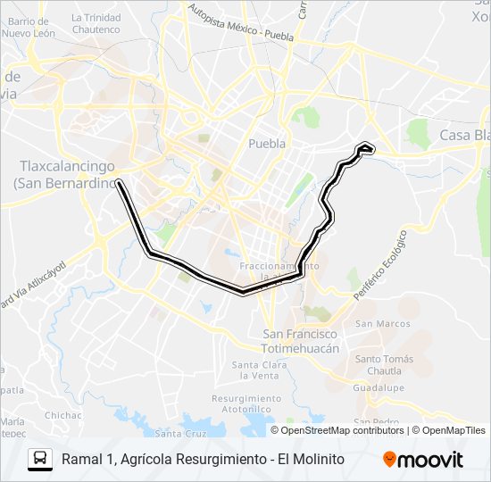 Mapa de RUTA 45A de autobús