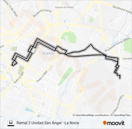 Mapa de RUTA AZTECA A de autobús