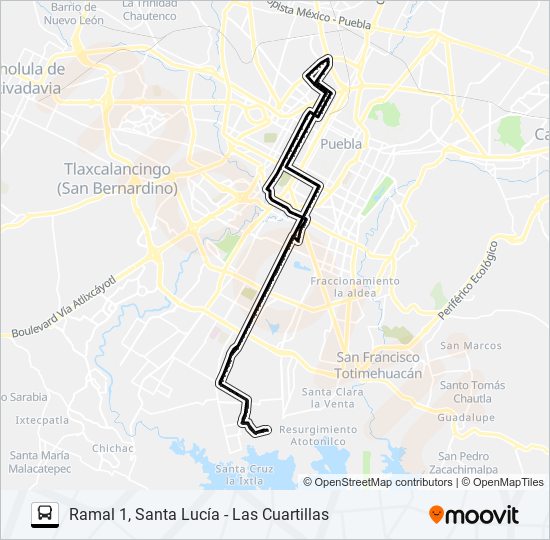 Mapa de RUTA SANTA LUCÍA de autobús