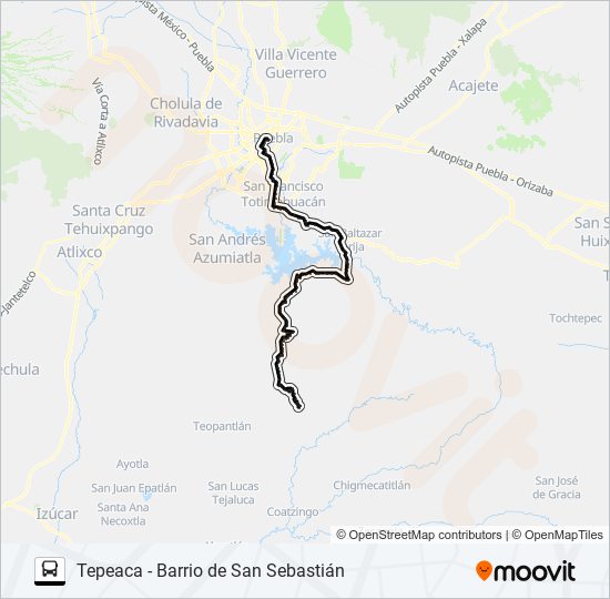 RUTA TEPEACA - PUEBLA bus Line Map