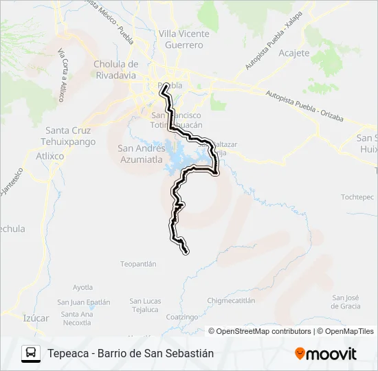RUTA TEPEACA - PUEBLA Bus Line Map