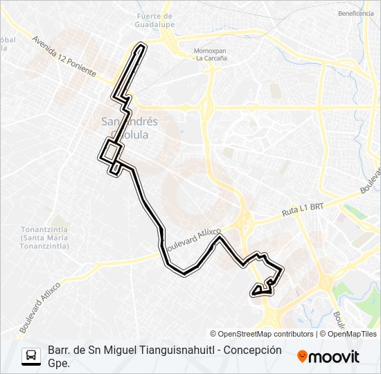 Mapa de RUTA SAN ANDRÉS CHOLULA de autobús