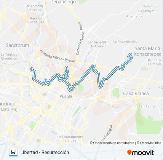 Mapa de RUTA UNIÓN RESURRECCIÓN de autobús