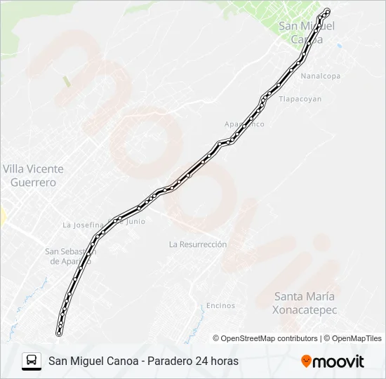 RUTA SAN MIGUEL CANOA "AZULES" Bus Line Map