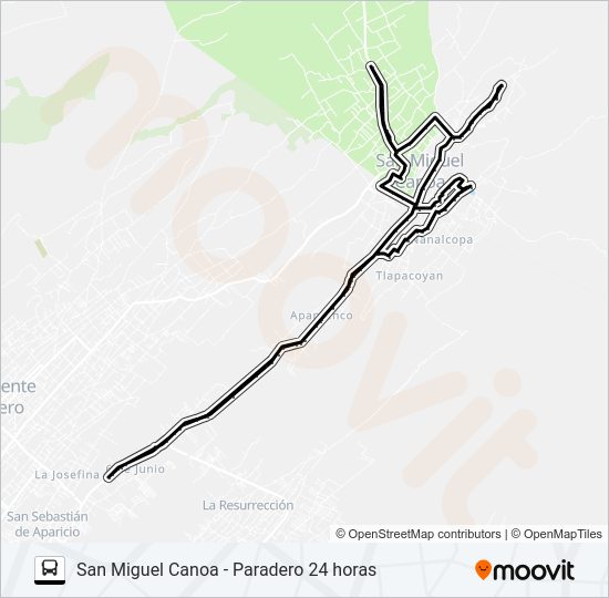 Mapa de RUTA SAN MIGUEL CANOA "AZULES" de autobús