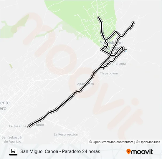 RUTA SAN MIGUEL CANOA "AZULES" Bus Line Map