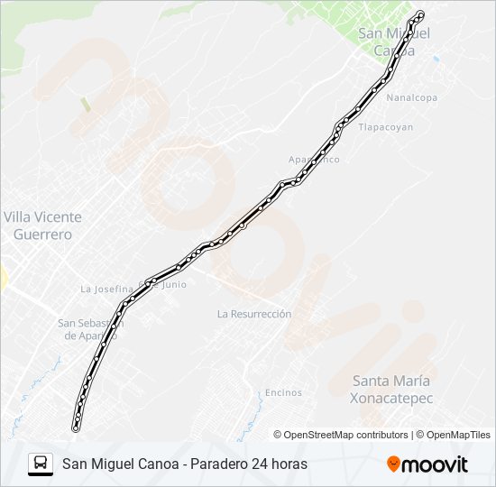 Mapa de RUTA SAN MIGUEL CANOA "AZULES" de autobús