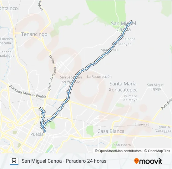 RUTA SAN MIGUEL CANOA "VERDES" Bus Line Map