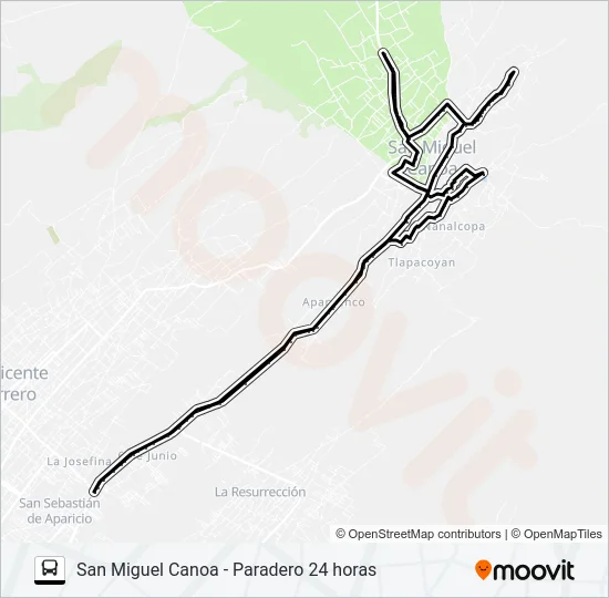 RUTA SAN MIGUEL CANOA "NARANJAS" Bus Line Map