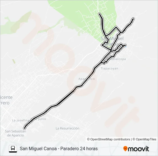 RUTA SAN MIGUEL CANOA "NARANJAS" Bus Line Map