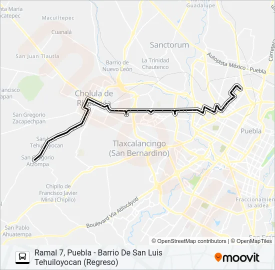 RUTA PUEBLA-CHOLULA Bus Line Map