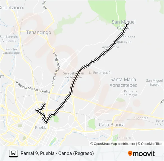RUTA PUEBLA-CHOLULA Bus Line Map