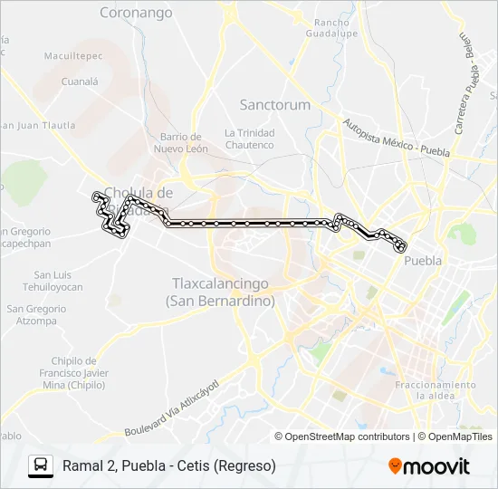 RUTA PUEBLA-CHOLULA Bus Line Map