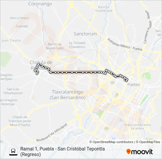 RUTA PUEBLA-CHOLULA Bus Line Map
