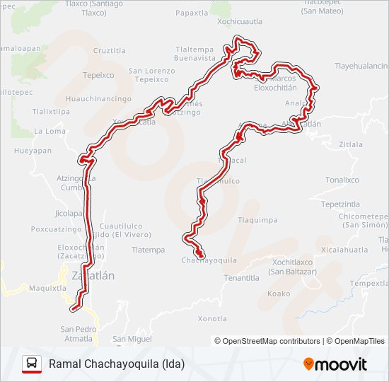 RUTA LINEA ZACAPOAXTLA bus Line Map