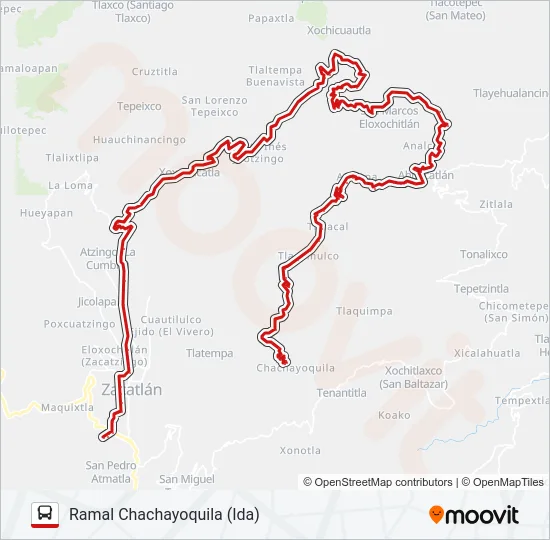 RUTA LINEA ZACAPOAXTLA Bus Line Map