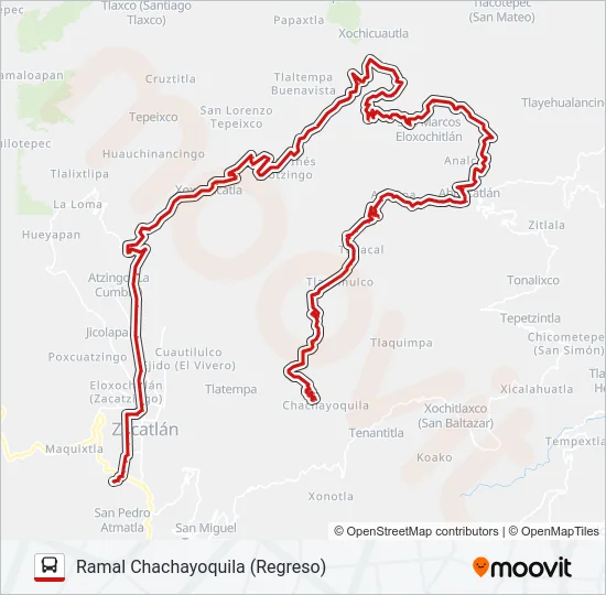 RUTA LINEA ZACAPOAXTLA Bus Line Map