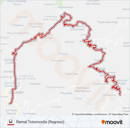 Mapa de RUTA LINEA ZACAPOAXTLA de autobús