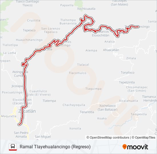 Mapa de RUTA LINEA ZACAPOAXTLA de autobús