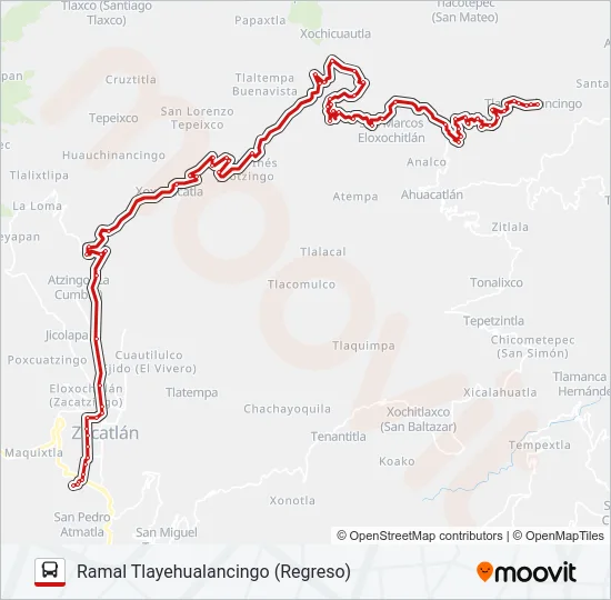 RUTA LINEA ZACAPOAXTLA Bus Line Map