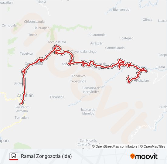 Mapa de RUTA LINEA ZACAPOAXTLA de autobús