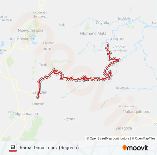 RUTA LINEA ZACAPOAXTLA Bus Line Map