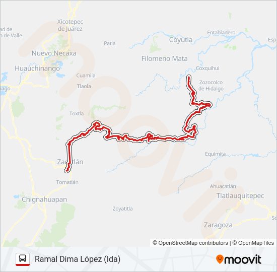 Mapa de RUTA LINEA ZACAPOAXTLA de autobús
