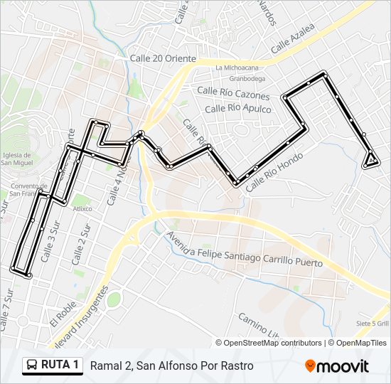 Mapa de RUTA 1 de autobús