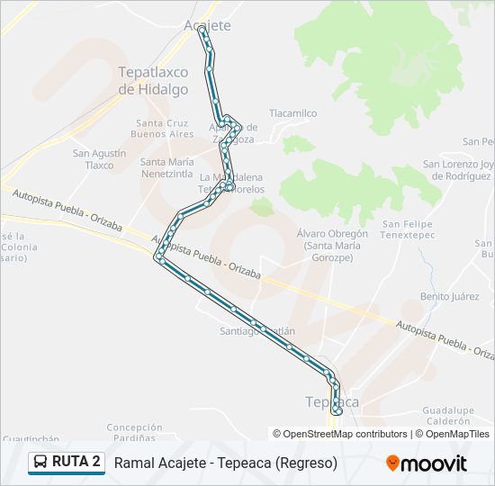 Mapa de RUTA 2 de autobús