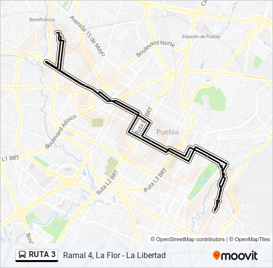 Mapa de RUTA 3 de autobús