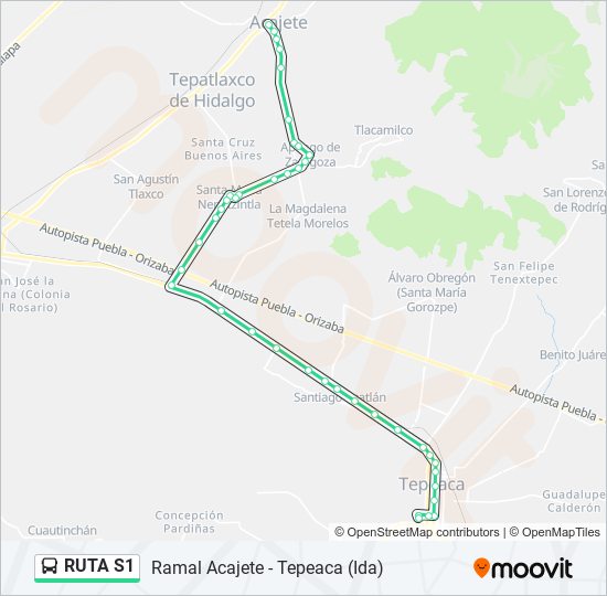 Mapa de RUTA S1 de autobús