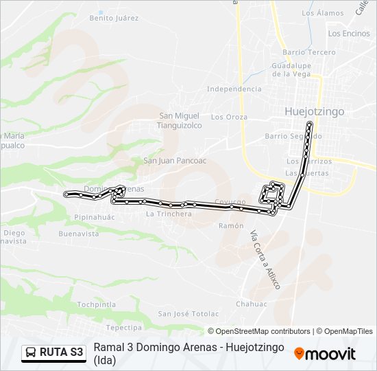Mapa de RUTA S3 de autobús