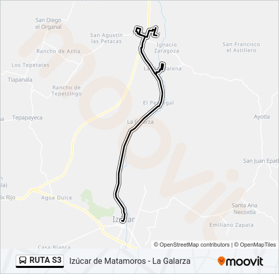 Mapa de RUTA S3 de autobús