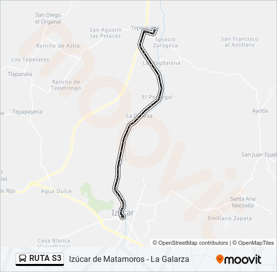 Mapa de RUTA S3 de autobús