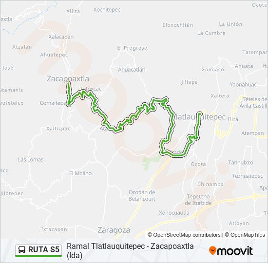 Mapa de RUTA S5 de autobús