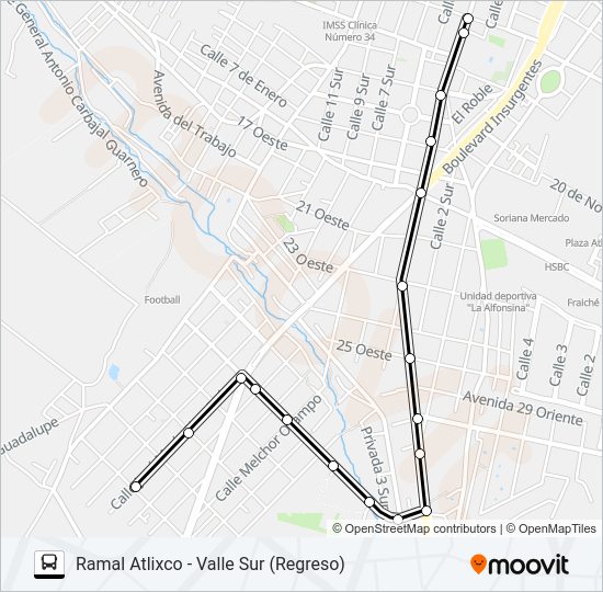 Mapa de RUTA ATLIXCO de autobús
